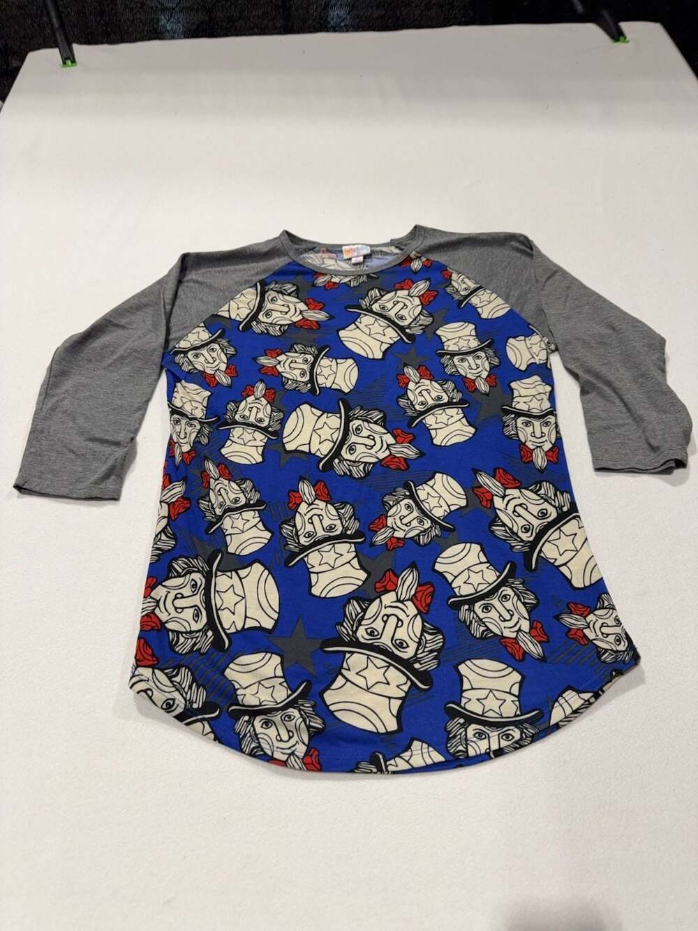 LuLaRoe Randy Baseball Tee Uncle Sam Print Size M